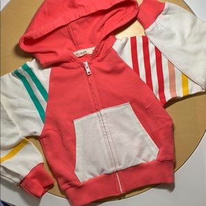 Kid and Kind USA made retro stripe zip hoodie